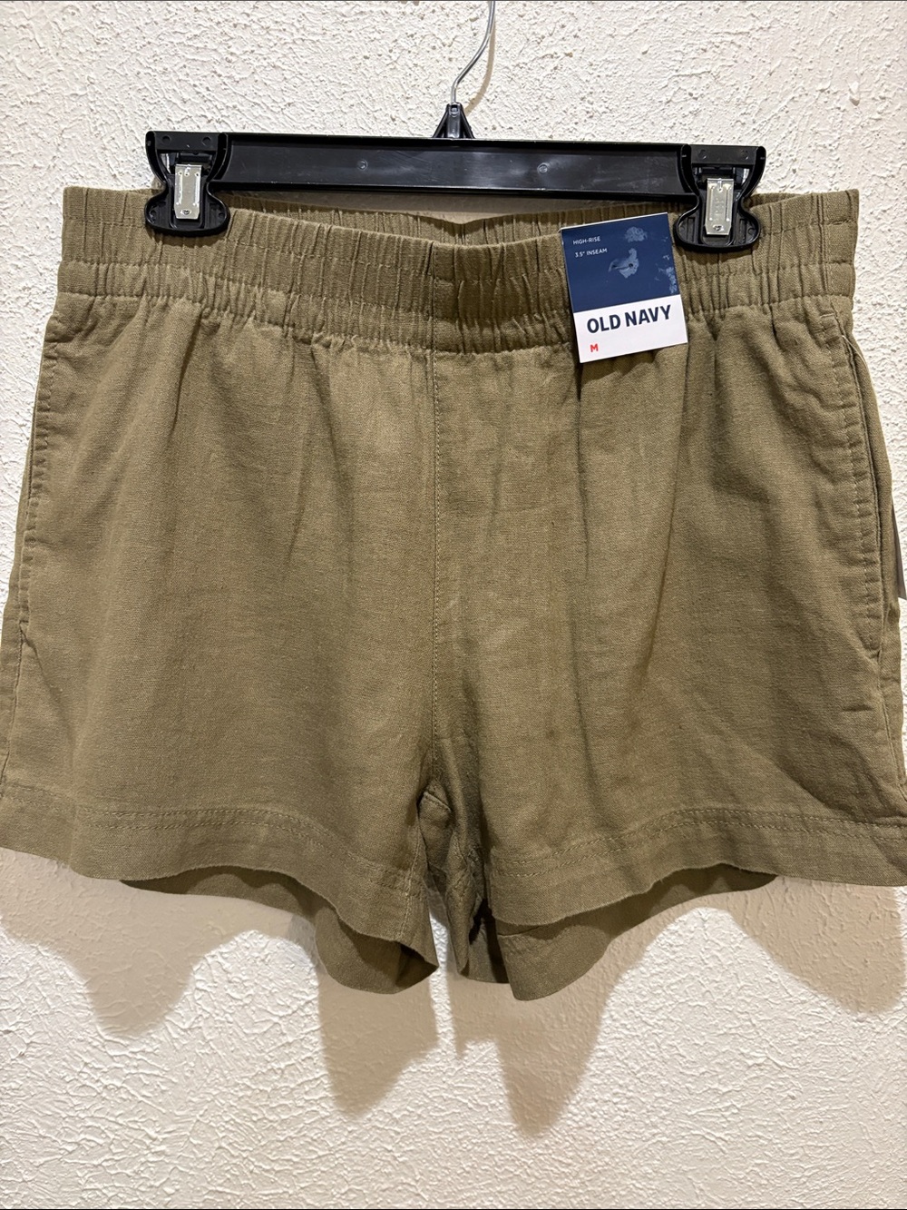 Old Navy Olive High-Waist Elastic Pull-On Shorts